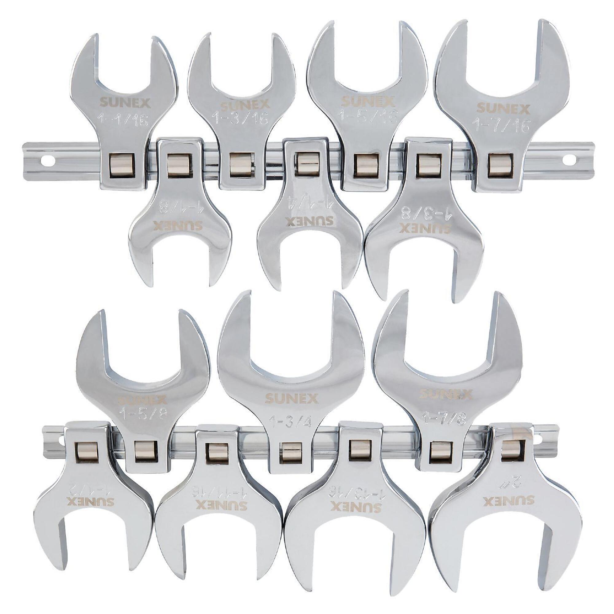 Sunex Tools Jumbo SAE Crowfoot Wrench Set — 14-Pc., 1/2in. Drive, Polished Chrome, Model# 9721A